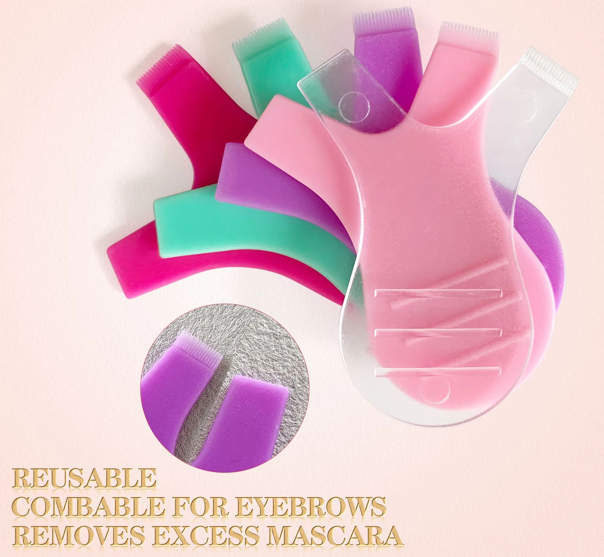 Eyelash Extension Cleaning - 50 個メイクアップまつげブラシ再利用可能なプラスチッククリーンコーム Y 字型まつげリフティングカーラーアイラッシュエクステンションパーマまつげツール
