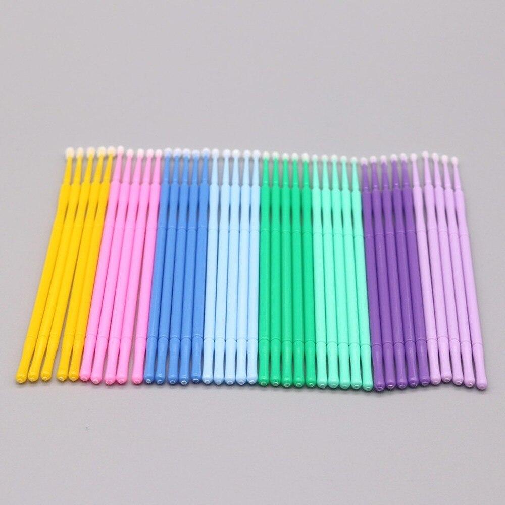 Eyelash Extension Cleaning - 100 ピース/ロットマイクロブラシメイクアップまつげエクステンション使い捨てアイラッシュ接着剤クリーニングブラシ無料アプリケータースティックメイクアップツール