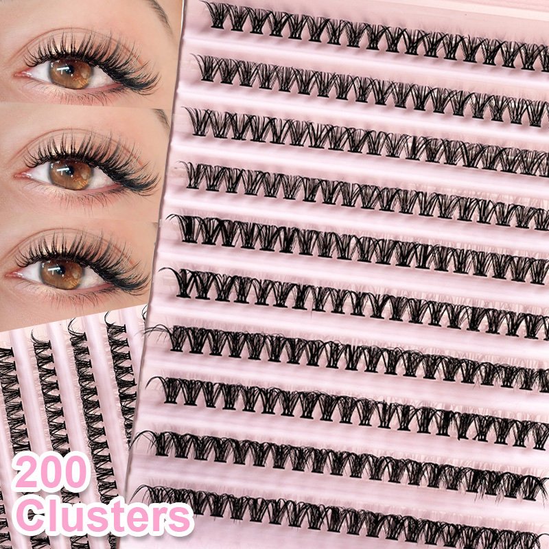 Eyelash Extension Natural - 個々のまつげ エクステ用つけまつげ 8-16mm 200本入り クラスタまつげ ナチュラルルック