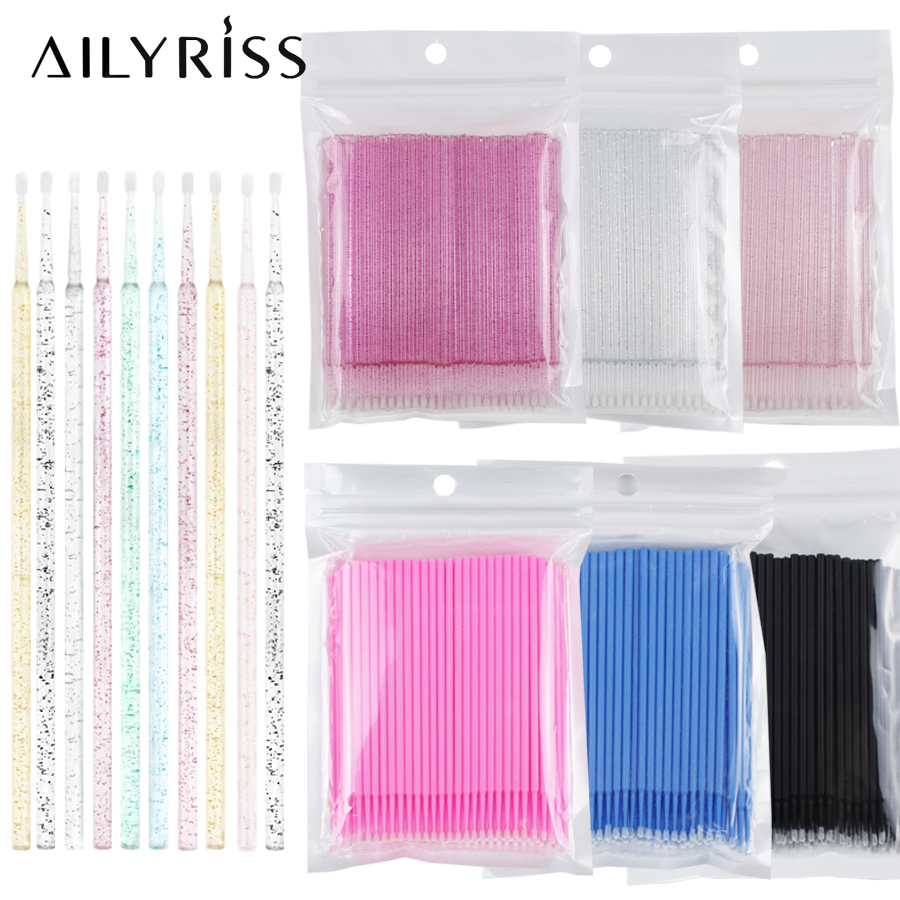Eyelash Extension Cleaning - 500 ピース/ロット使い捨てアプリケーターマイクロブラシまつげエクステンションラッシュクリーニングブラシリップブラシスティックメイクアップツール