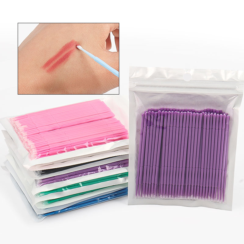 Eyelash Extension Cleaning - 100本入り/袋 竹製まつげエクステ洗浄綿棒 ラッシュリフトグルーリムーバーアプリケーター マイクロブレードメイクアップマイクロブラシツール