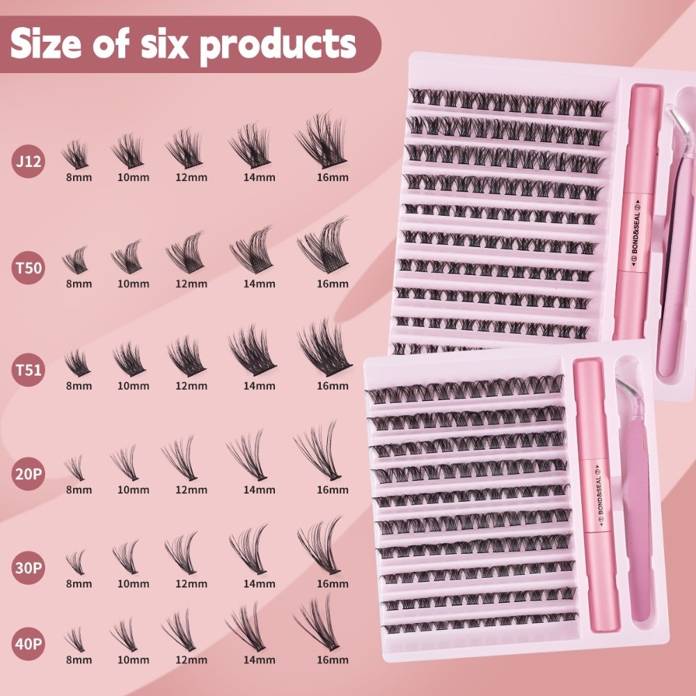 Eyelash Extension Look - 高品質ボンド＆シールつけまつげ ウィスピー風ナチュラルルック グルーリングラッシュ クラスターデザイン DIYまつげエクステ