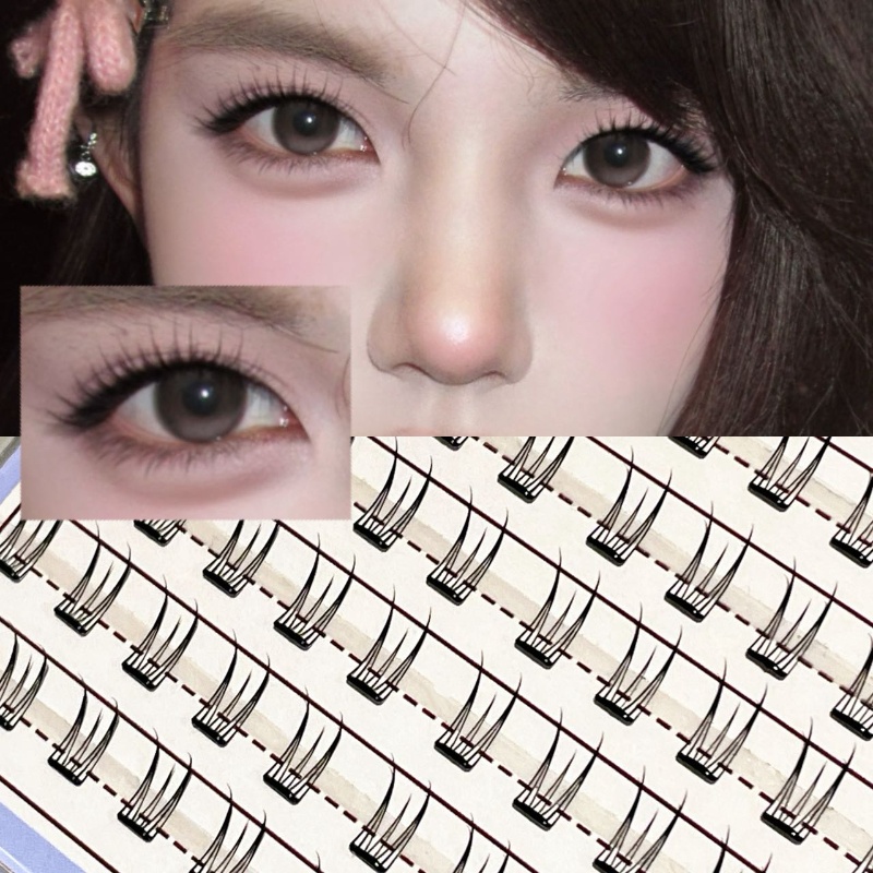 Eyelash Extension Natural - ミクシャオヘ グルーフリー薄型まつげエクステ 4種類 軽量で繊細なまつげ束 カメラ対応 軽いメイクや大胆なメイクに最適