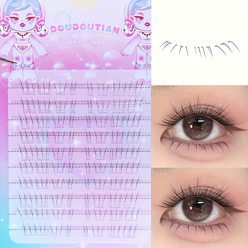 Eyelash Extension Natural - Duoduotian 猫の爪のような下まつげ 初心者向け 10-14mm 簡単装着 クイックセグメントスタイル