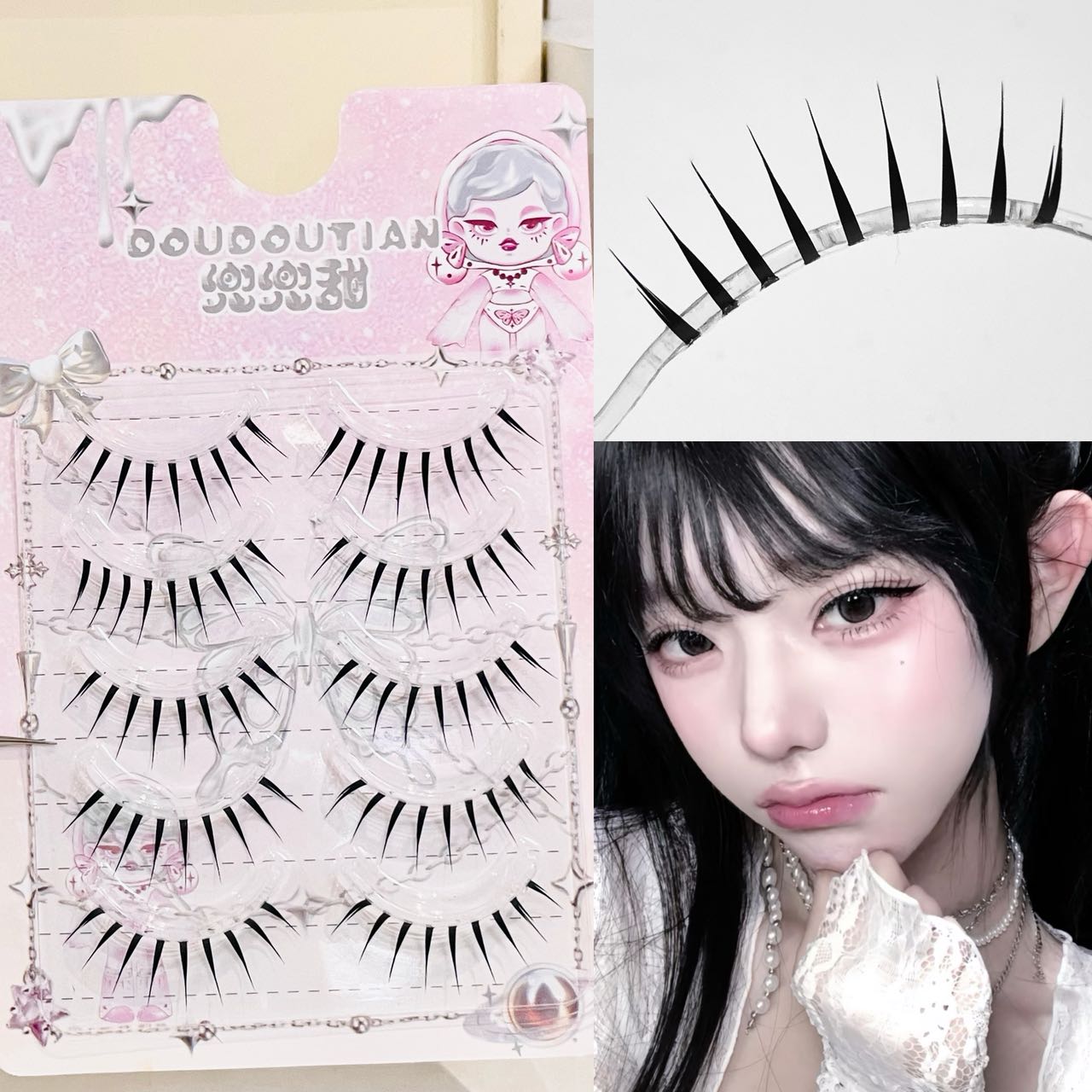 Eyelash Extension Natural - ドゥドゥーティアン ウェットルック スパイキー フルストリップ マンガまつげ シャープチップ
