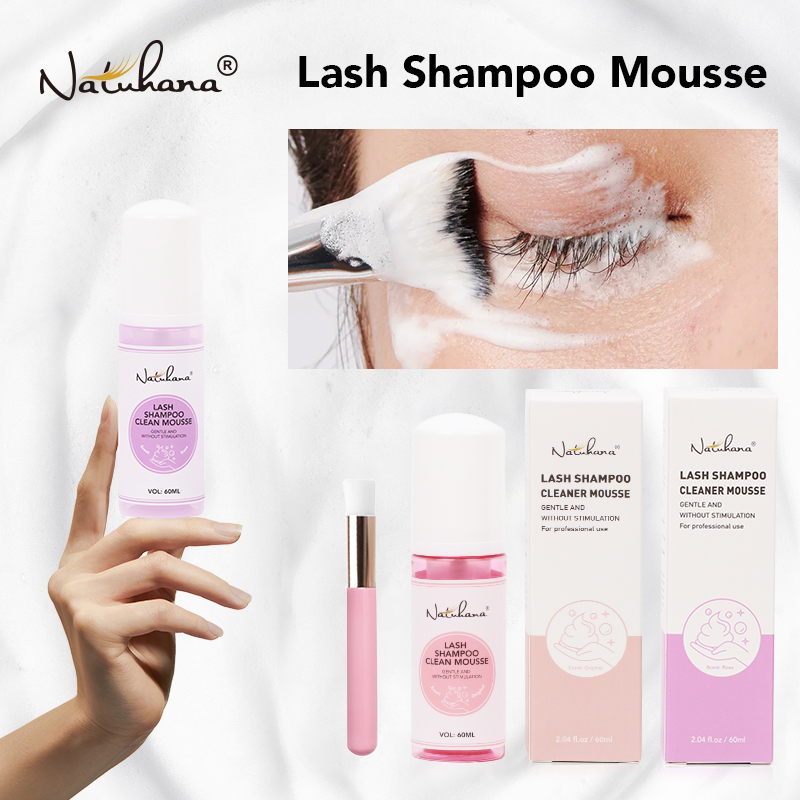 Eyelash Extension Wash Kit - Natuhana 60 ミリリットルまつげエクステンションシャンプームースつけまつげ接着剤アクセサリーラッシュクリーニングフォーム無刺激メイクツール