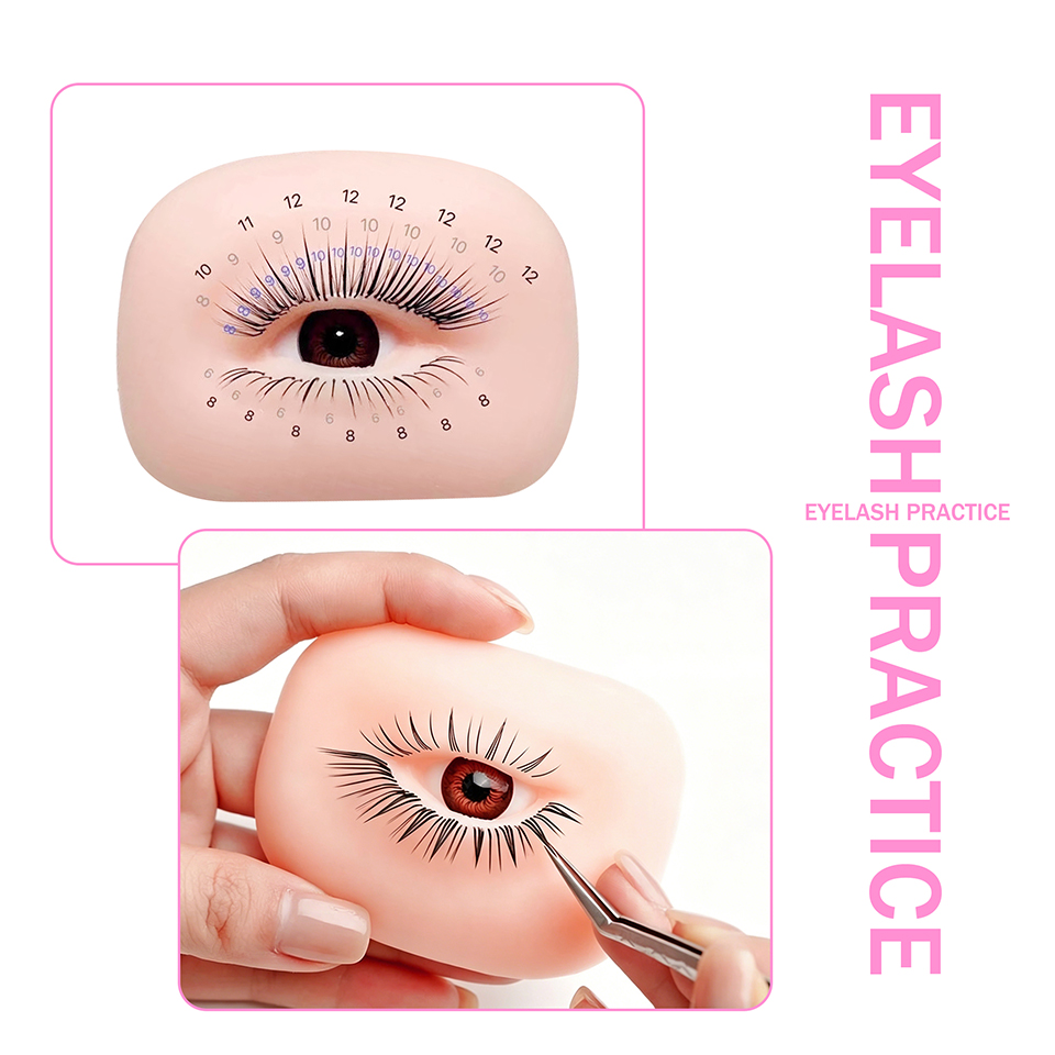 Eyelash Extension Model - まつげエクステ練習用マネキンツール 上下まつげ付き 高度にリアルな3Dアイモデル 初心者向け