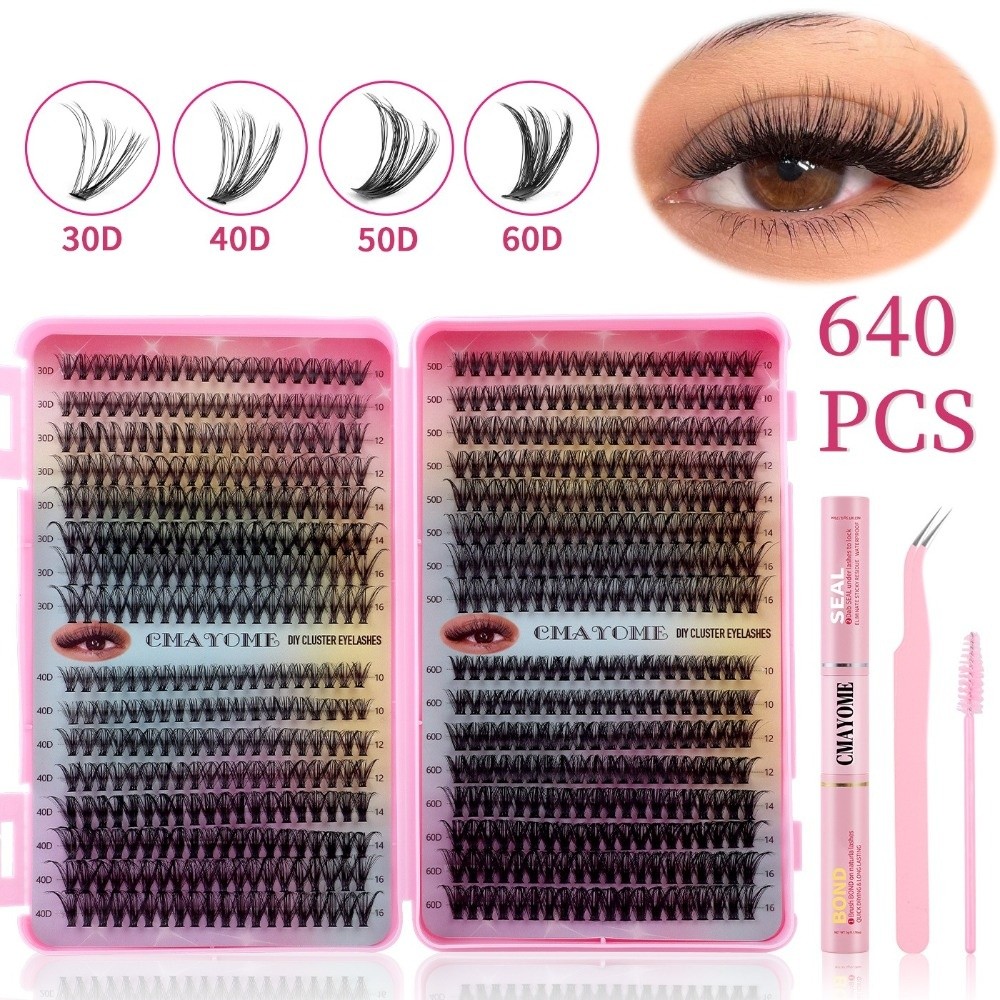 Eyelash Extension Look - ボンド＆シールつけまつげ ナチュラルルック 5D ふわふわまつげエクステキット 濃密ボリューム ミックストレイ