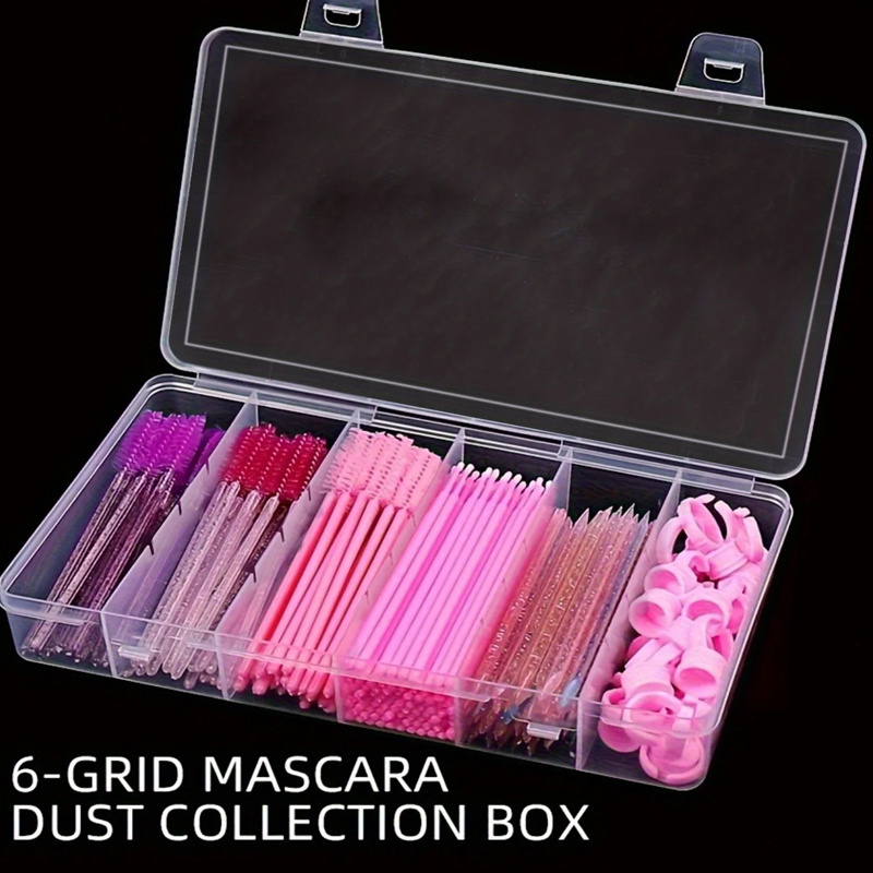Eyelash Extension Model - 6コンパートメント収納ボックス、プラスチック製ジュエリー収納ボックス、まつげ、アイブラックホームフィニッシングに適しています、透明防塵