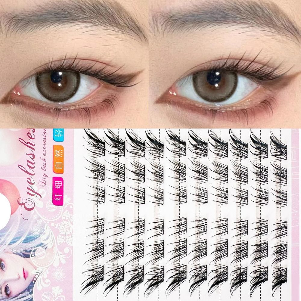 Eyelash Extension Cat Eye - 女性用ビューティー3Dキャットアイクラスターラッシュ、ナチュラルマンガフォックスつけまつげ、Cカール、ウィスピー個別まつげ、まつげエクステ用
