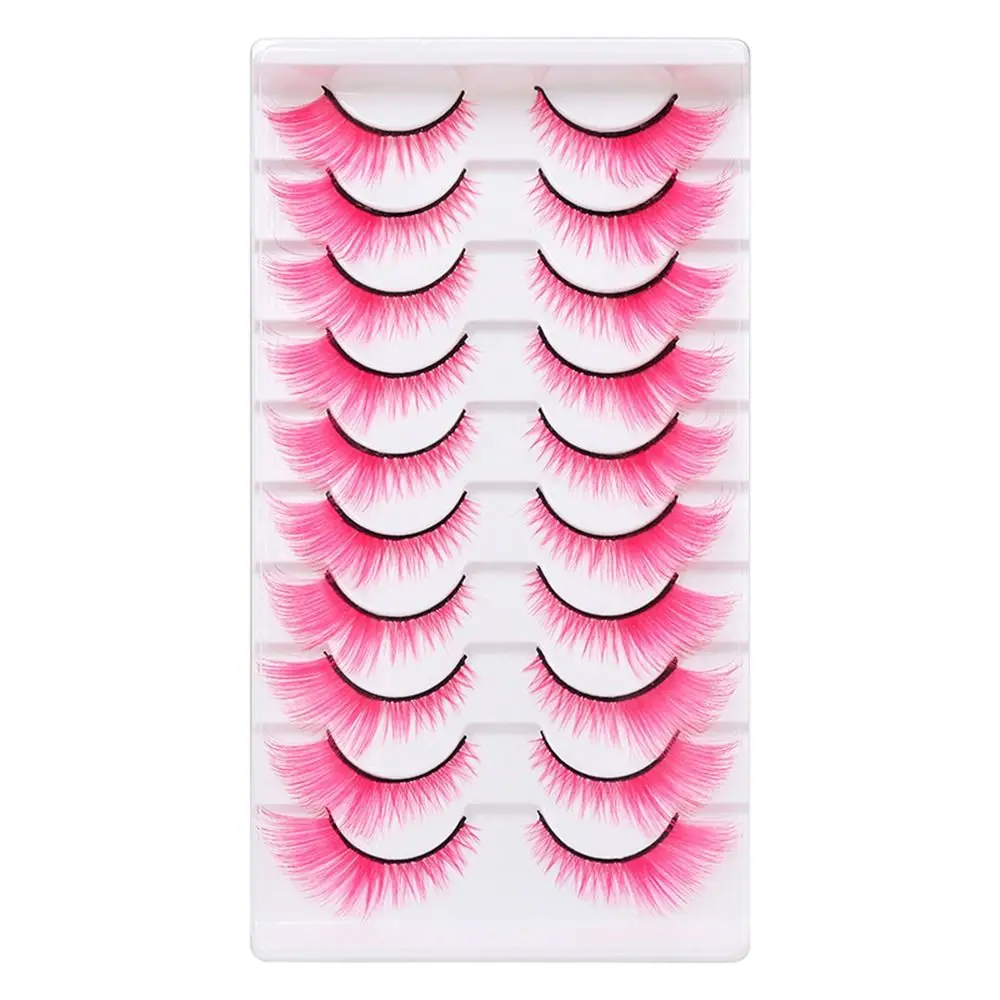 10 ペアドラマチックルックカラーまつげカラフルな赤緑ピンク - Eyelash Extension Cat Eye のレビューと価格