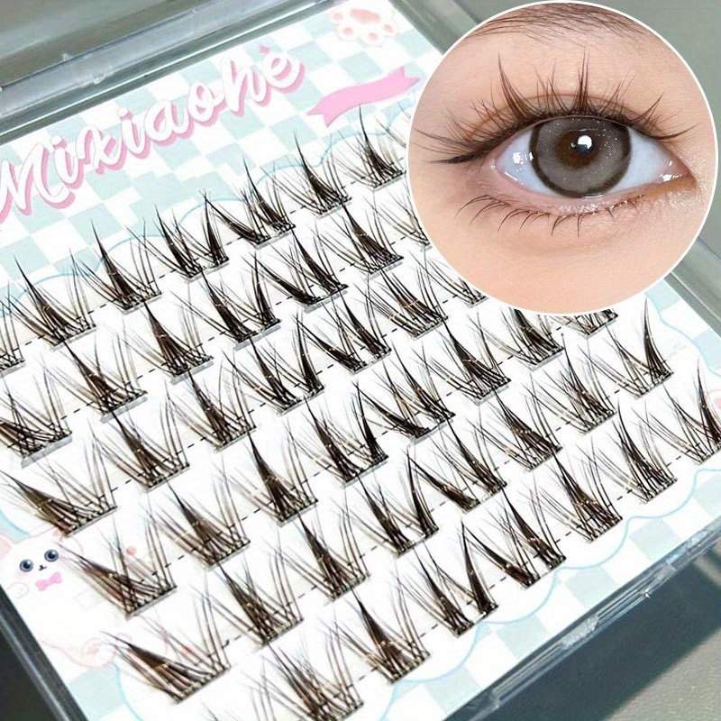 ミクシャオヘ ライトブラウン グルーフリー クラスターラッシ - Eyelash Extension Natural のレビューと価格
