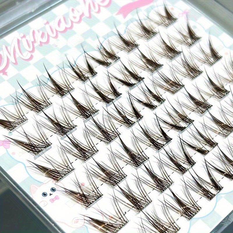 ミクシャオヘ ライトブラウン グルーフリー クラスターラッシ - Eyelash Extension Natural のレビューと価格