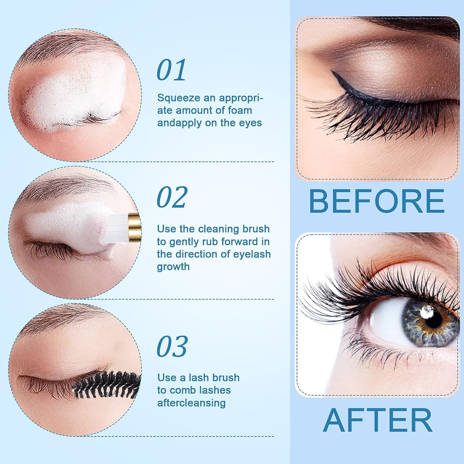 まつげクリーニングセット,石鹸フォーム洗浄ボトル,フェイスク - Eyelash Extension Wash Kit のレビューと価格