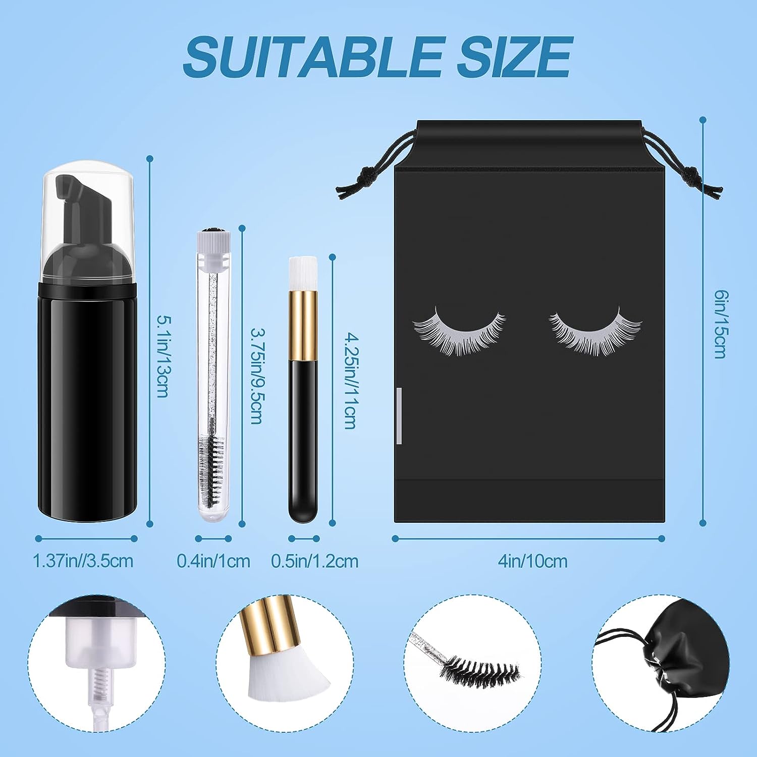 まつげクリーニングセット,石鹸フォーム洗浄ボトル,フェイスク - Eyelash Extension Wash Kit のレビューと価格