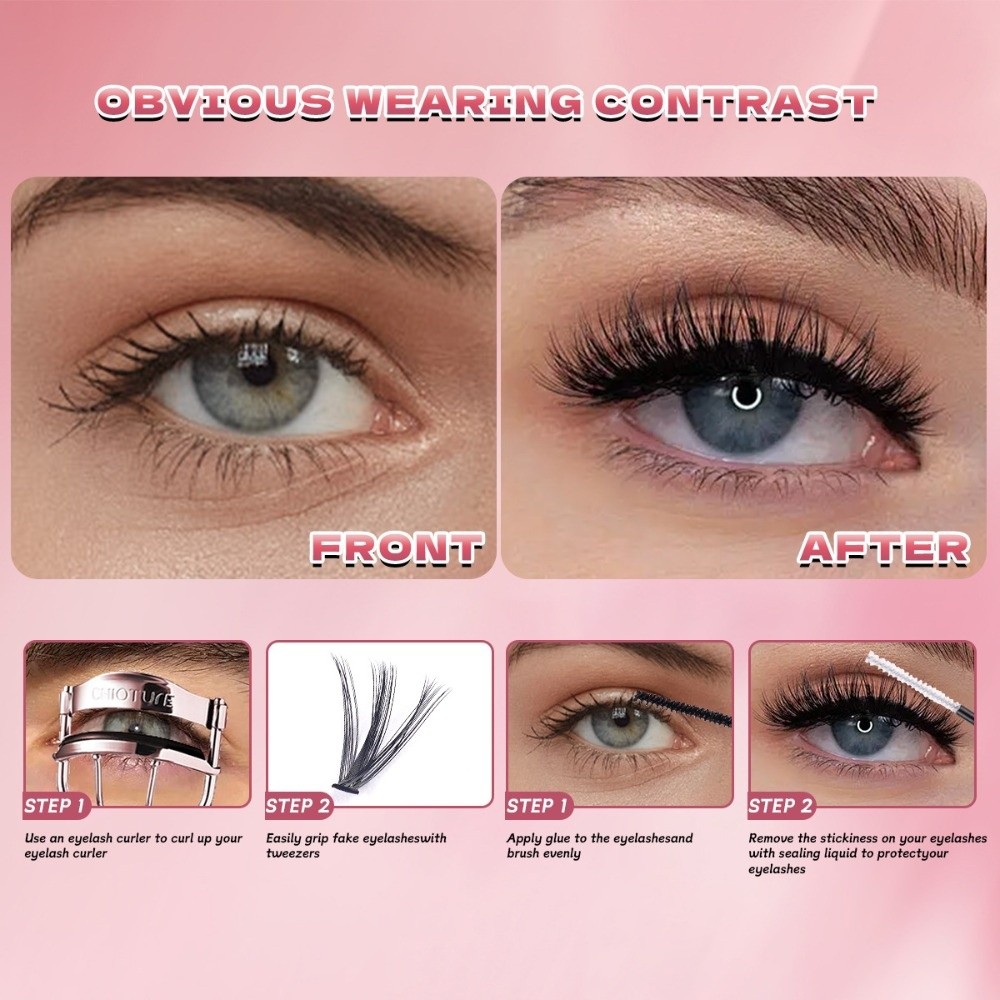 8-16mmの長さのつけまつげ、ナチュラルな見た目、ウィスピ - Eyelash Extension Look のレビューと価格