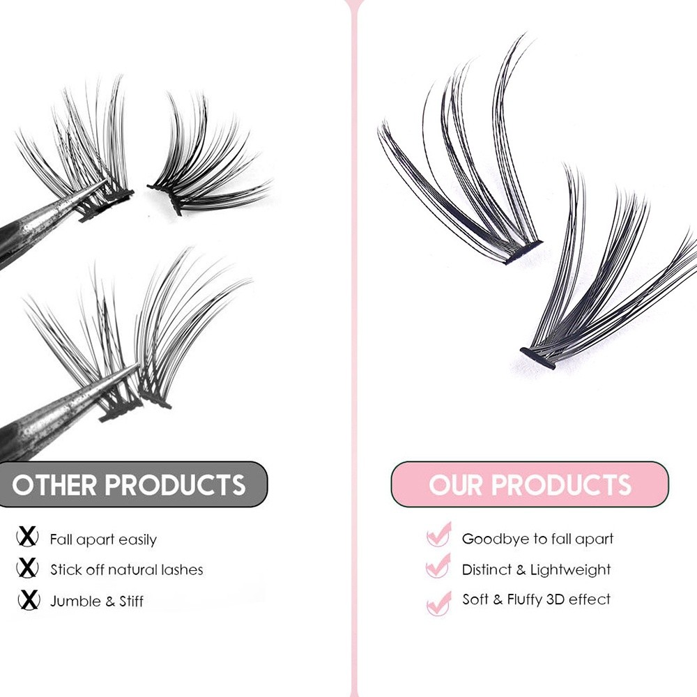 8-16mmの長さのつけまつげ、接着剤とシーラー付き、自然な - Eyelash Extension Look のレビューと価格
