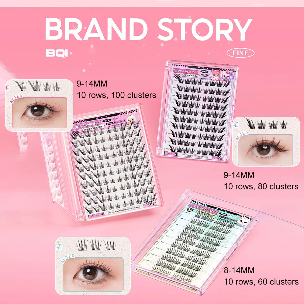 BQI 10列グルーフリーつけまつげ コミックスタイル ナチ - Eyelash Extension C Curl のレビューと価格