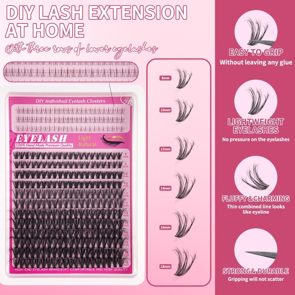 8-18mmの長さのつけまつげ、ナチュラルな見た目、ウィスピ - Eyelash Extension Look のレビューと価格