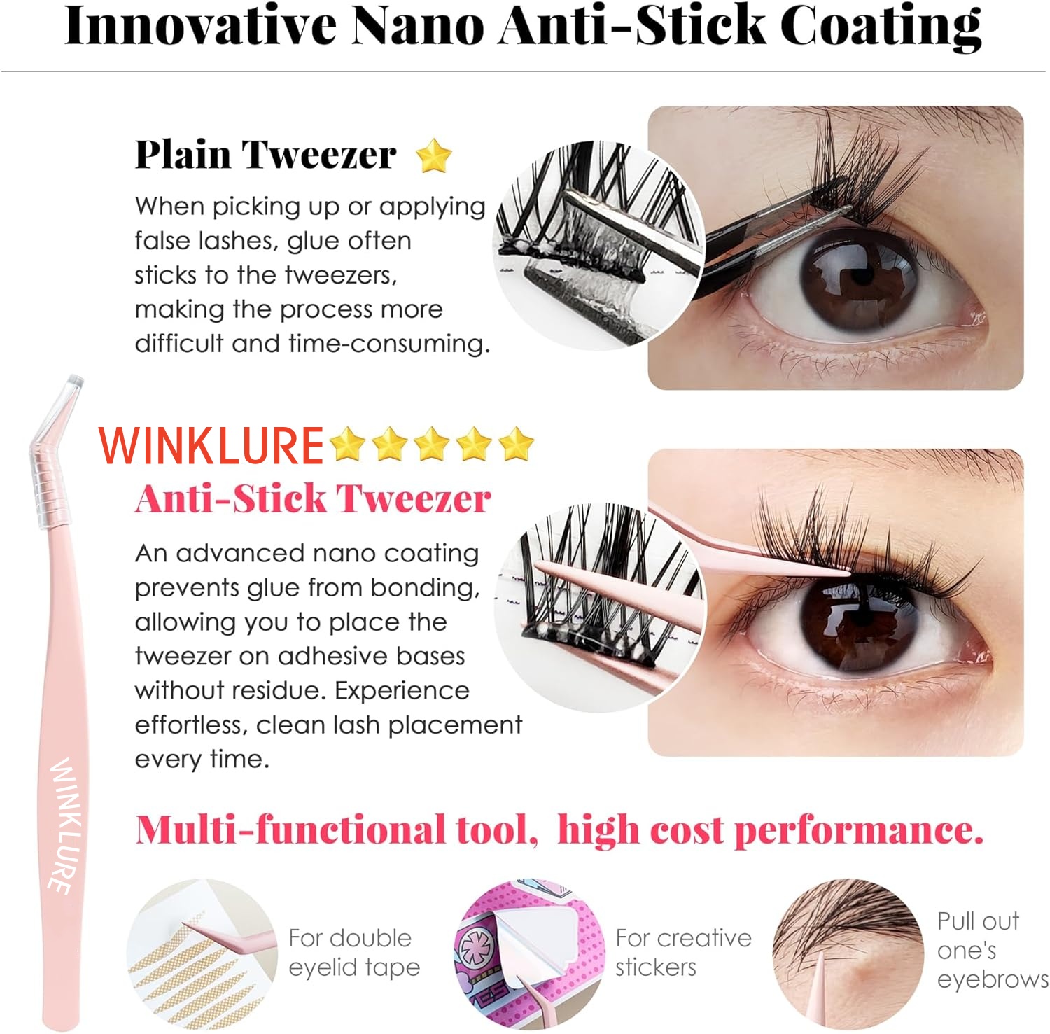 WINKLURE 自己粘着式つけまつげ グルー不要 アニメ漫 - Eyelash Extension Cat Eye のレビューと価格